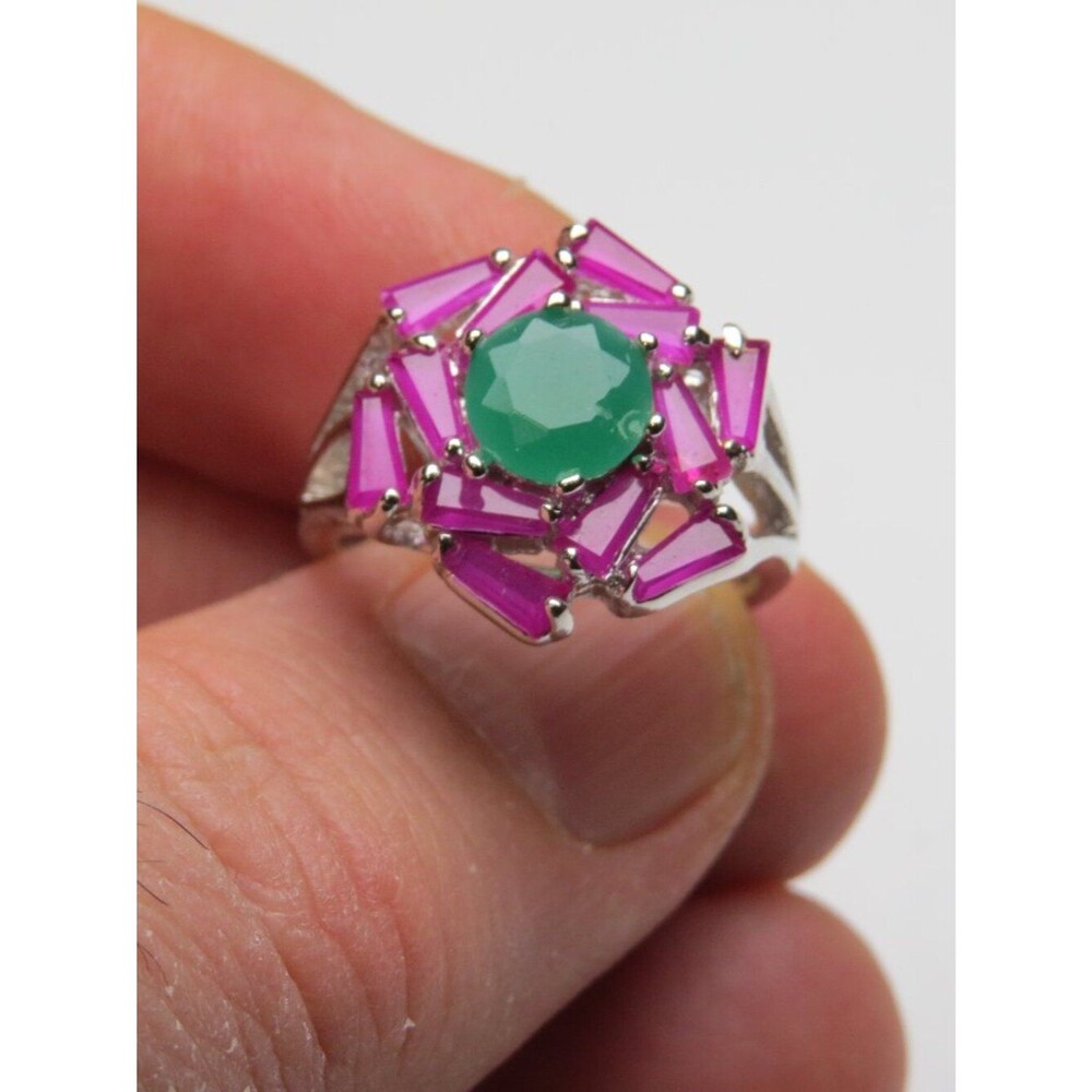 14k  Emerald Ruby Ring